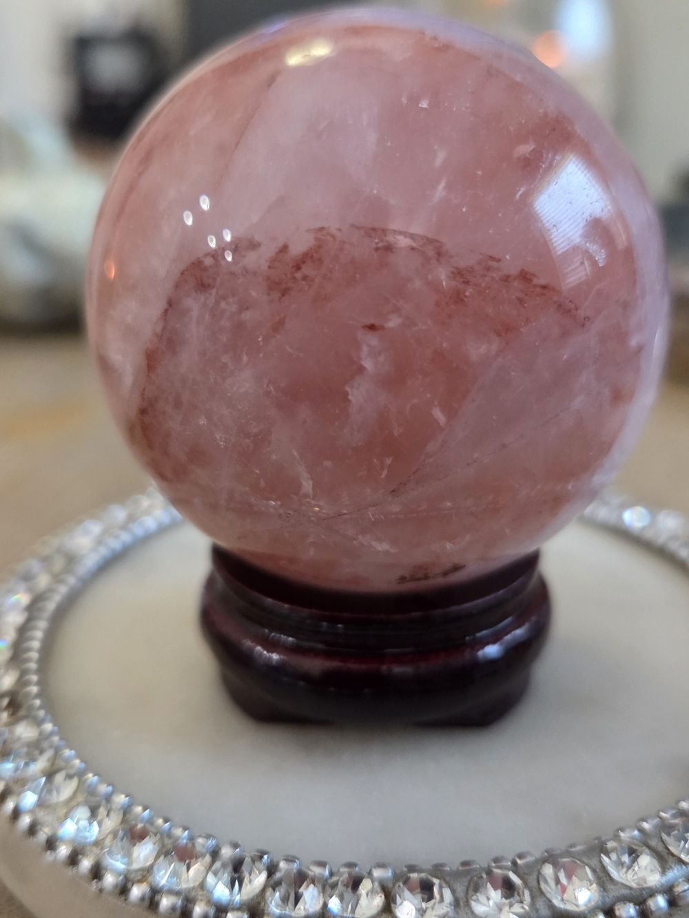 Natural Red Hematoid Quartz Orb Sphere #3